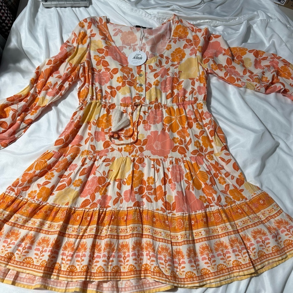 Petal and pup Odie Dress Floral Size US 10 Boho Cottagecore Tiered Tie Waist - Picture 8 of 13